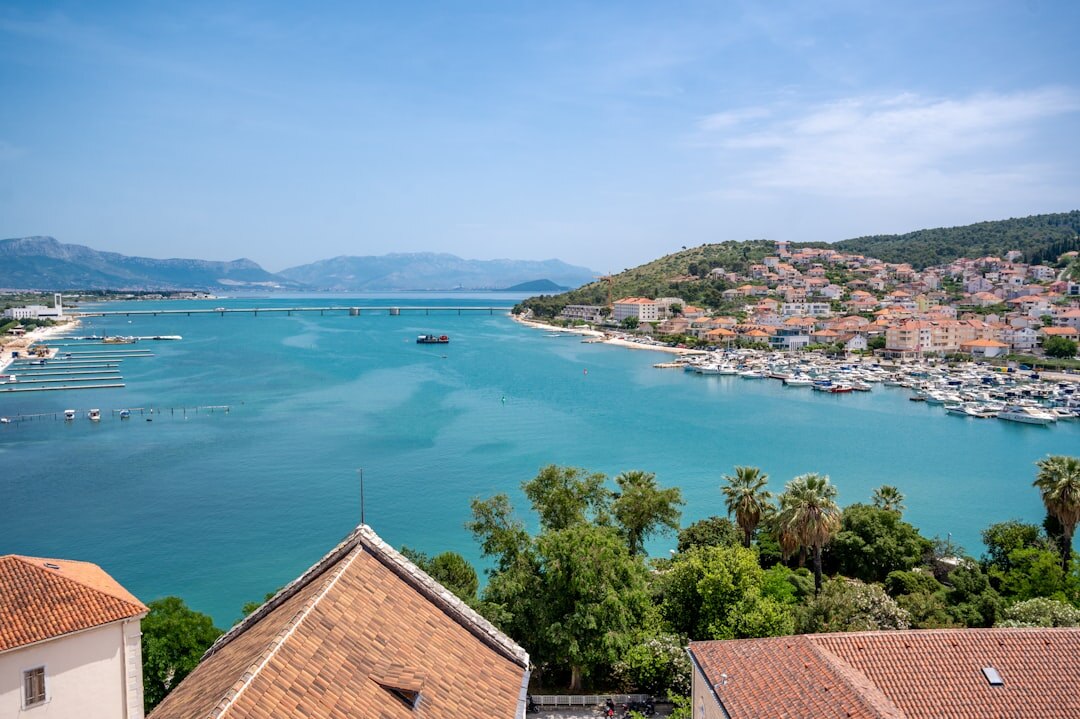 Trogir island town surrounded by calm water