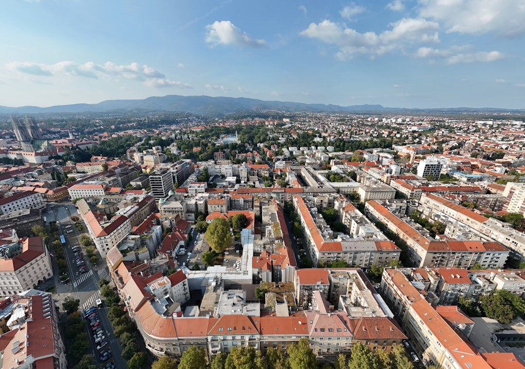 Zagreb Upper Town rooftops with red tiles in morning light