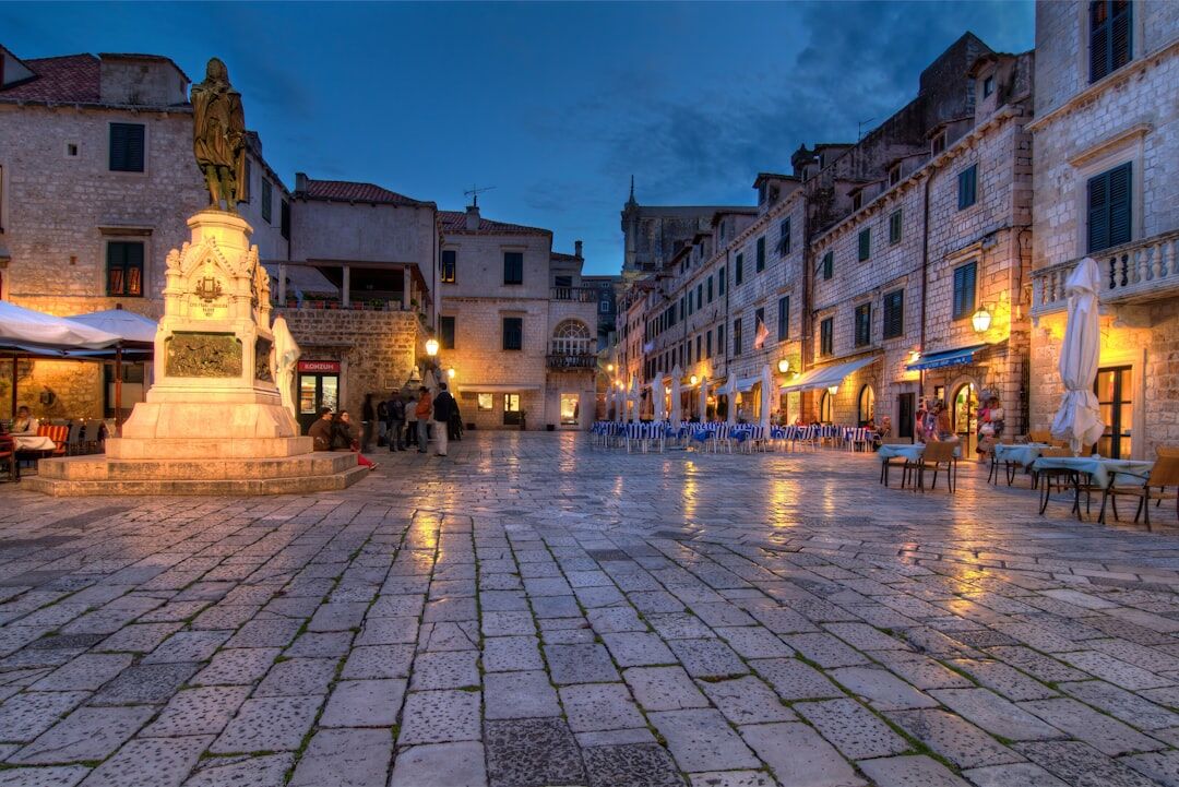 Empty Dubrovnik street at dawn before crowds arrive