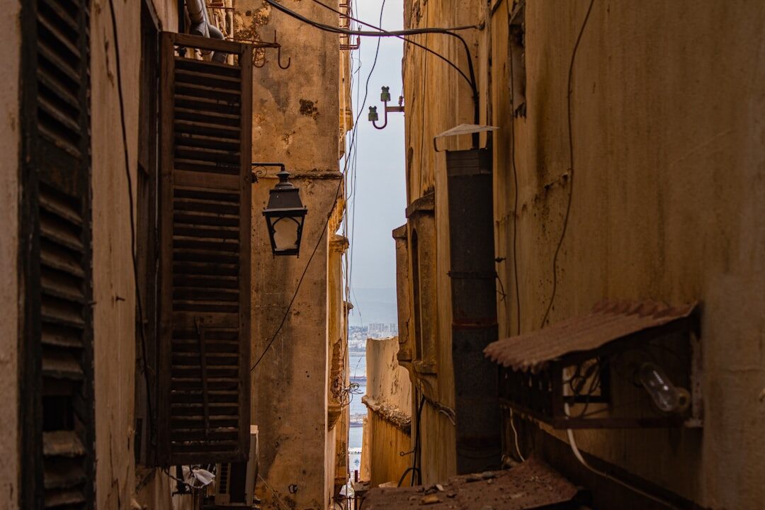 Wide view of Split old town alley in afternoon light